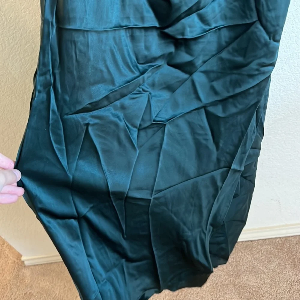 The Sei One Shoulder Midi Dress in Hunter - Picture 11 of 16